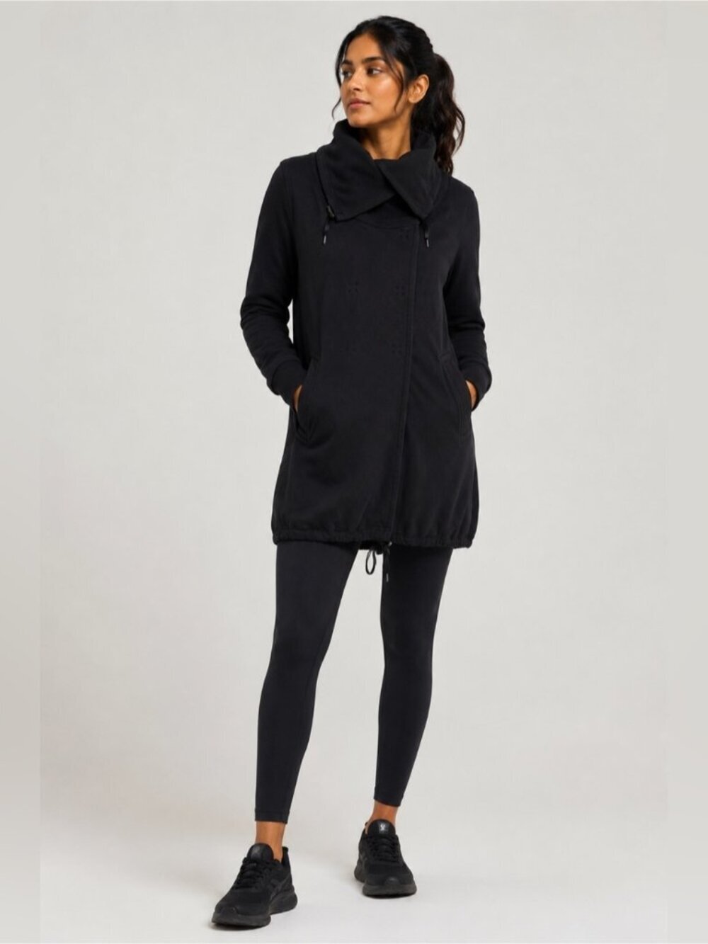 Lululemon Gratitude Wrap Black Cowl Neck Jacket Size 6